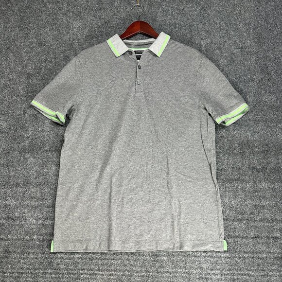 Banana Republic Performance Pique Polo Shirt Mens Large Standard Fit Gray Green - Picture 1 of 7